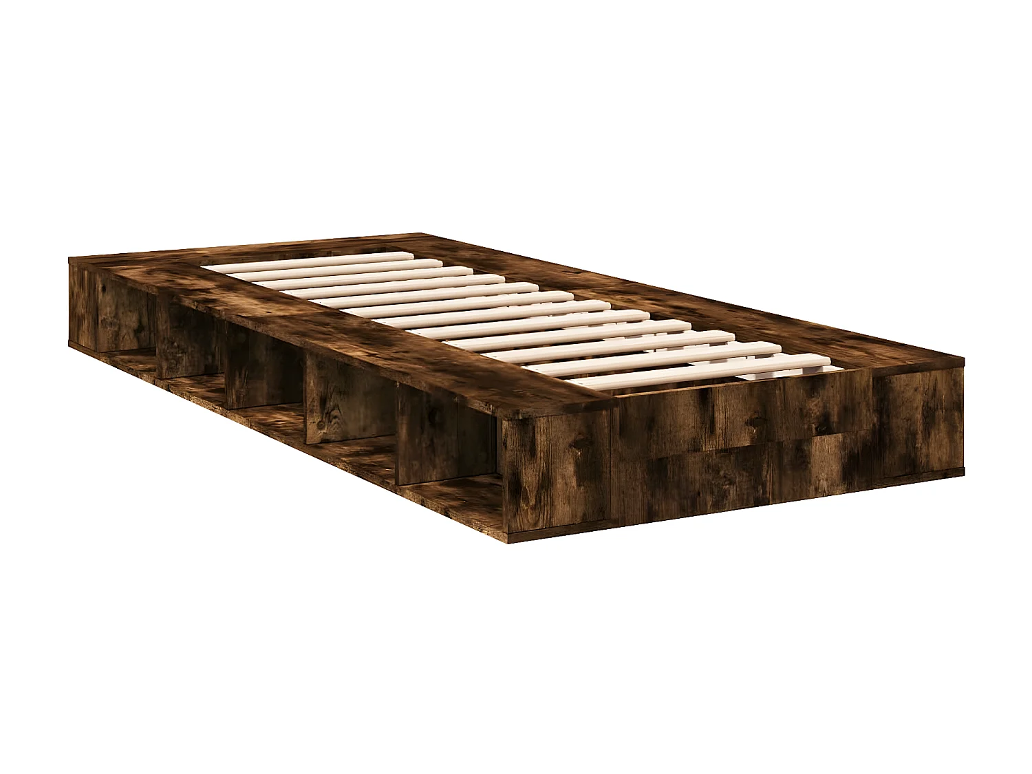 Cadre de lit chêne fumé 75x190 bois d'ingénierie