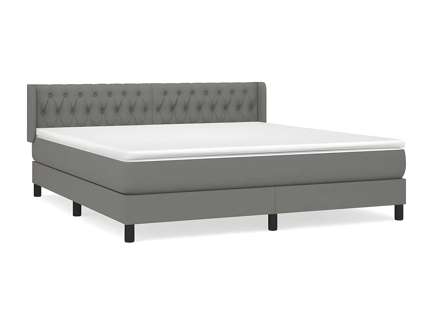 Sommier à lattes de lit avec matelas Gris foncé 180x200 Tissu