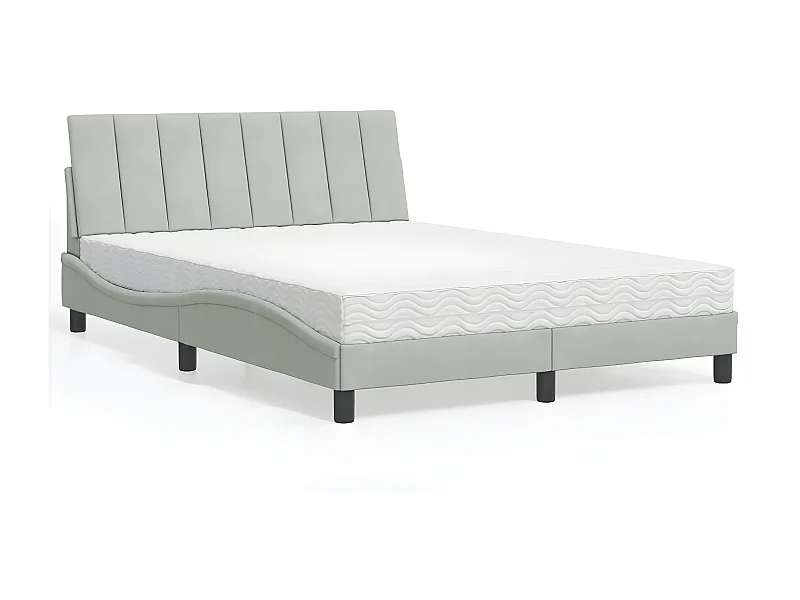 Lit avec matelas gris clair 140x200 velours