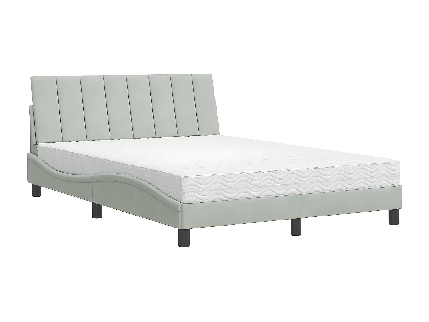 Lit avec matelas gris clair 140x200 velours