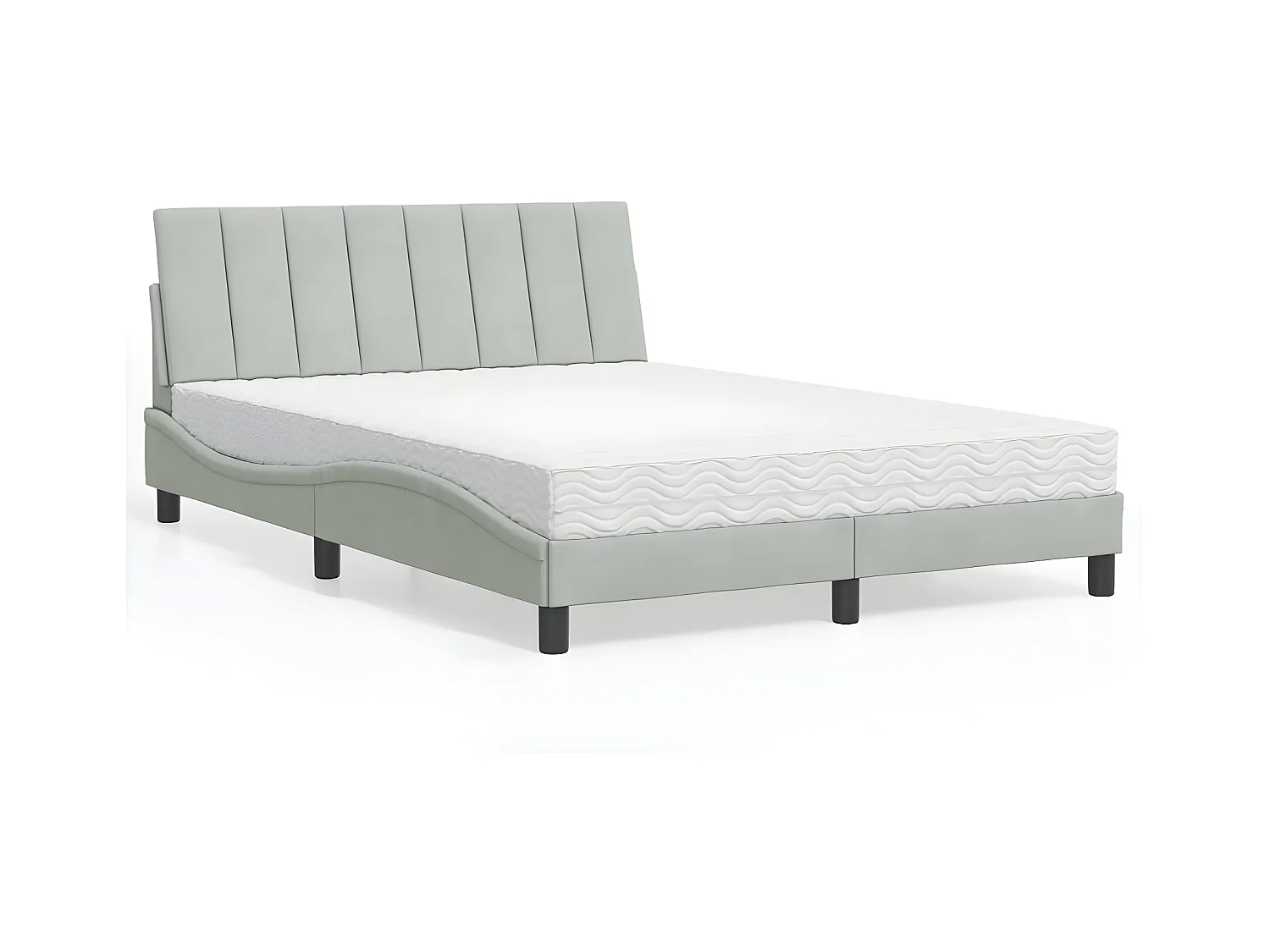 Lit avec matelas gris clair 140x200 velours