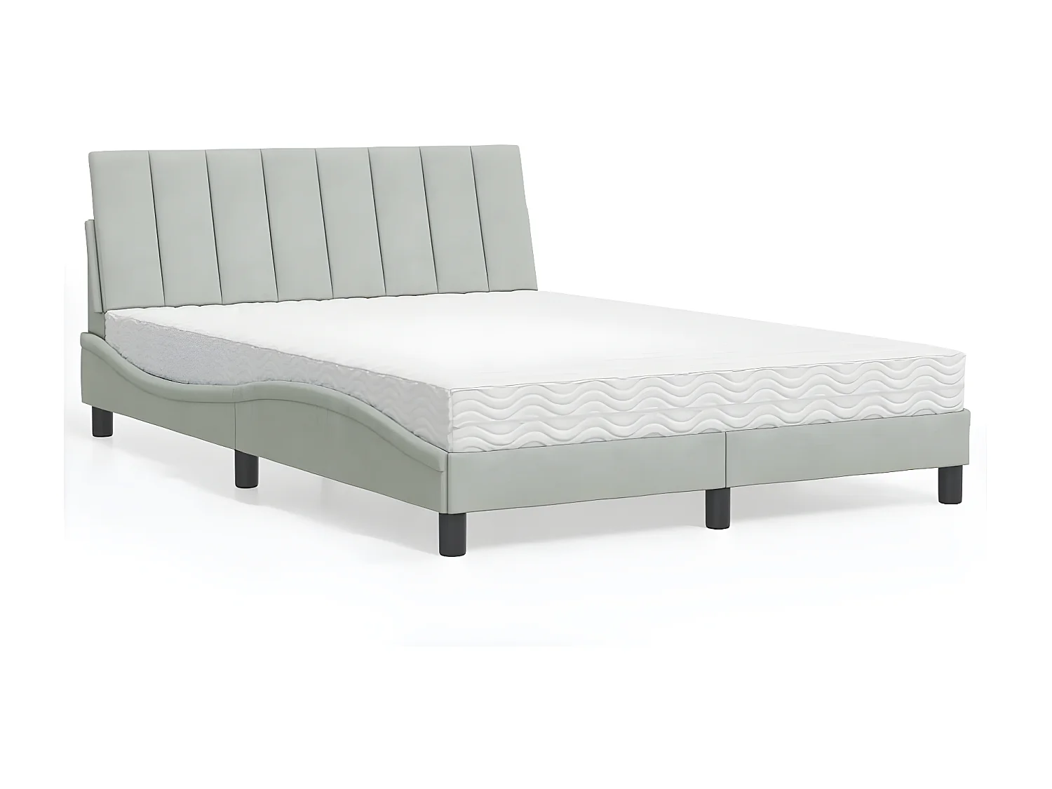 Lit avec matelas gris clair 140x200 velours