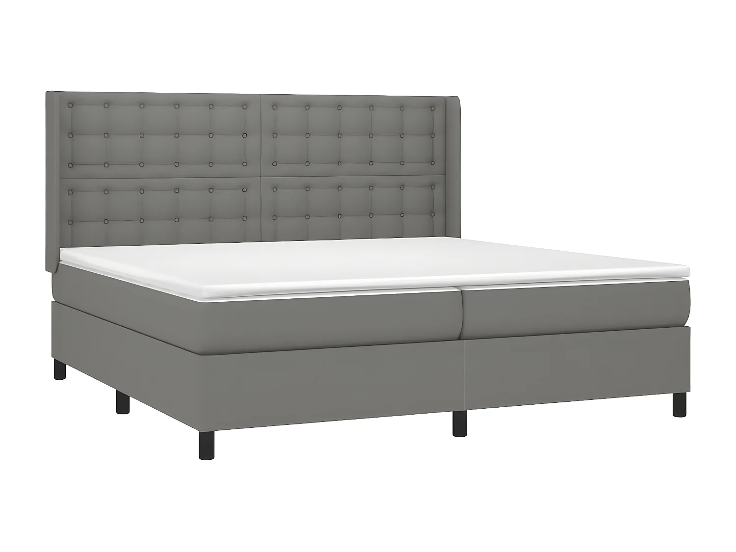 Sommier à lattes de lit matelas LED Gris foncé 200x200 Tissu