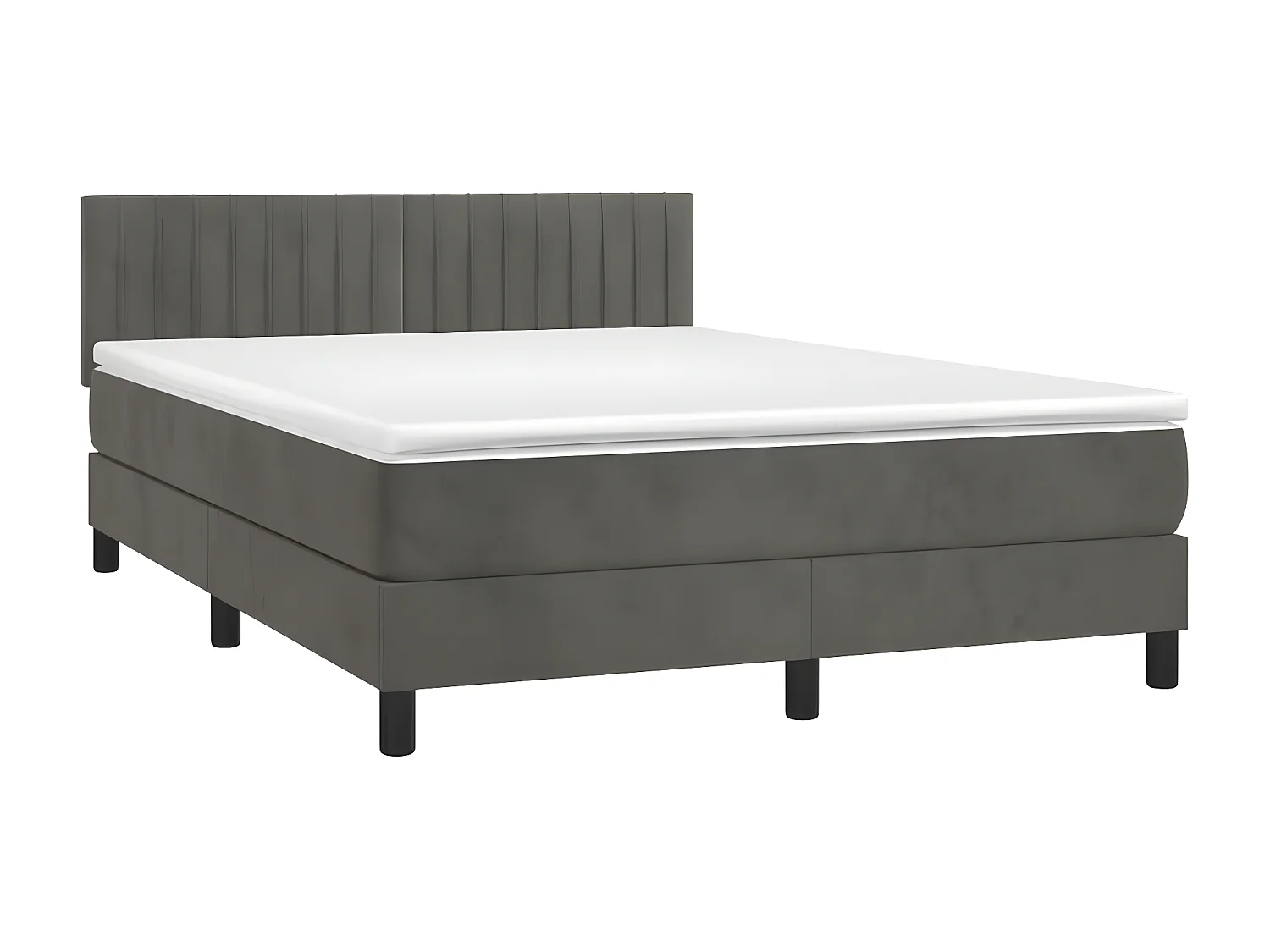 Sommier à lattes de lit avec matelas LED Gris foncé 140x200