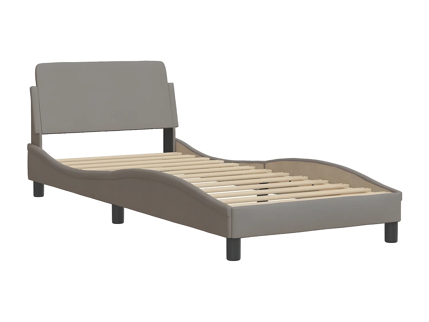 Lit avec matelas taupe 90x200 tissu