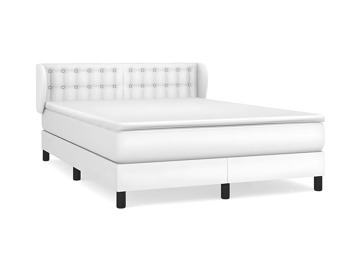 Sommier à lattes de lit avec matelas Blanc 140x190 Similicuir