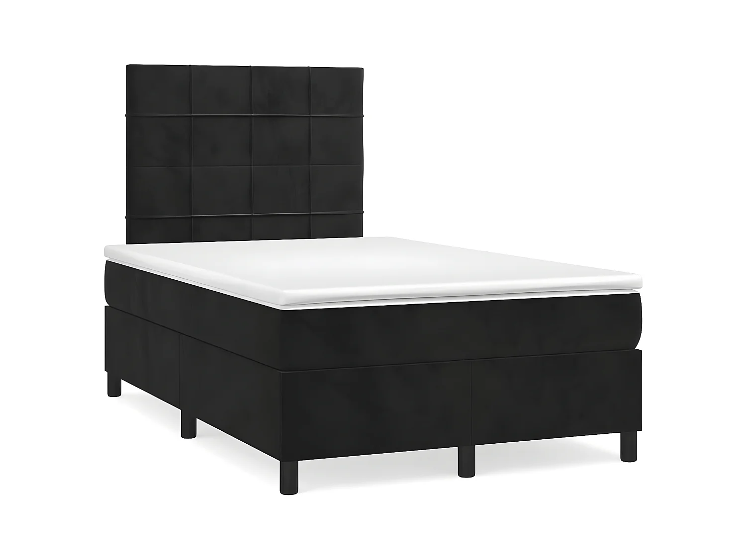 Sommier à lattes de lit avec matelas Noir 120x200 Velours