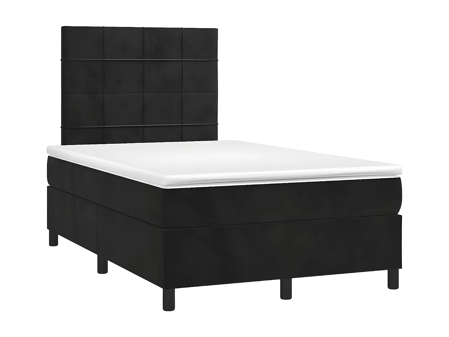 Sommier à lattes de lit avec matelas Noir 120x200 Velours