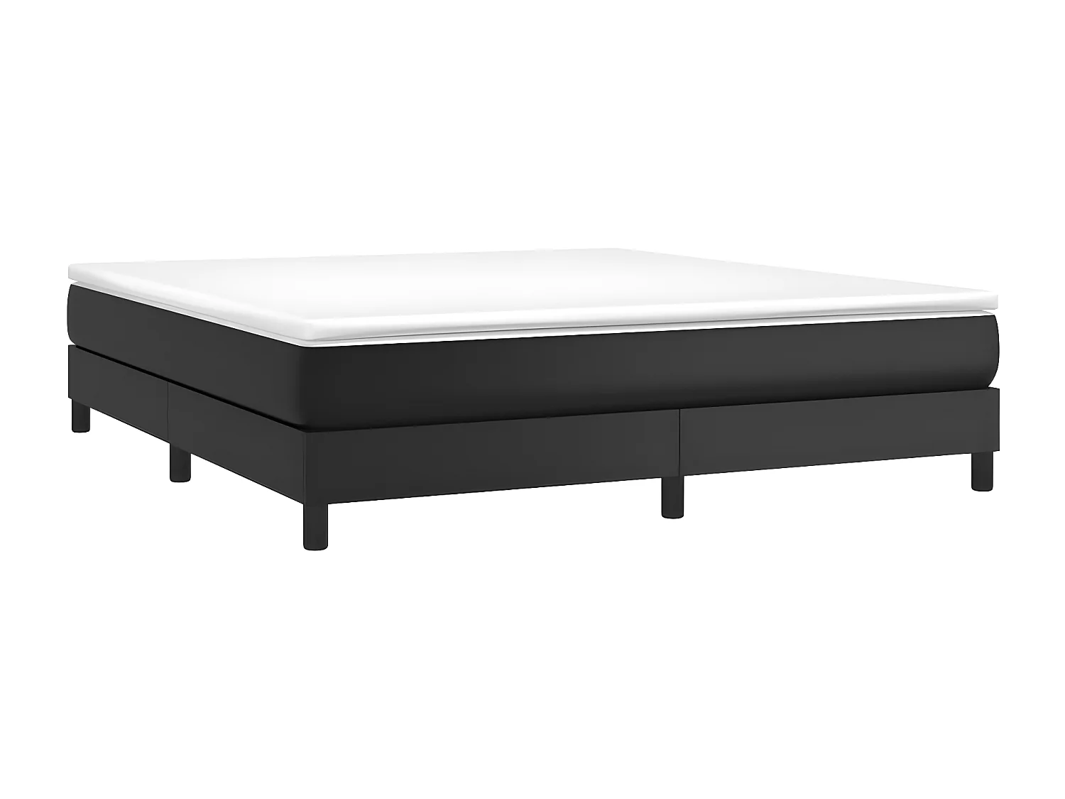 Sommier à lattes de lit avec matelas Noir 180x200 Similicuir