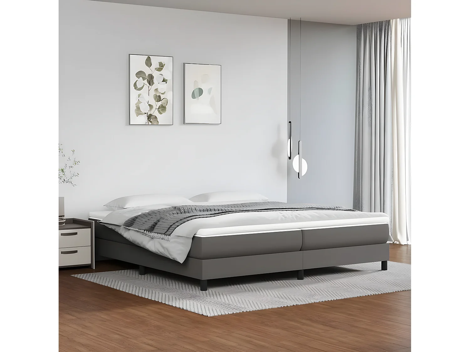 vidaXL Cama box spring con colchón cuero sintético gris 200x200 cm