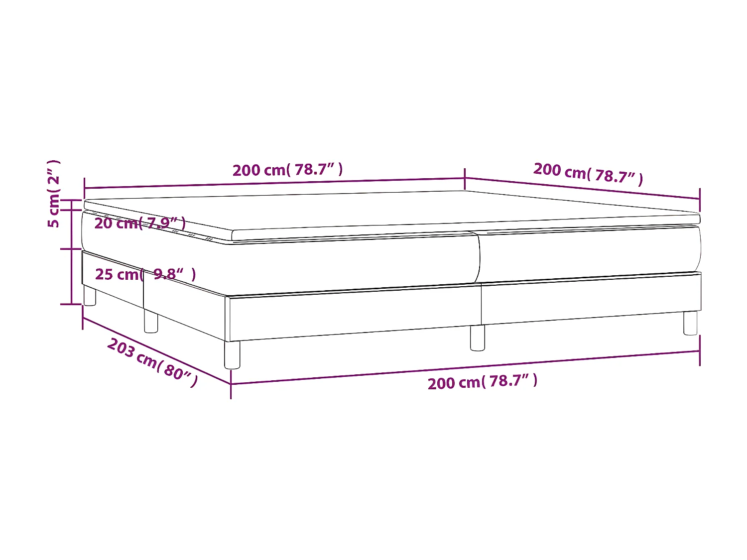 vidaXL Cama box spring con colchón cuero sintético gris 200x200 cm
