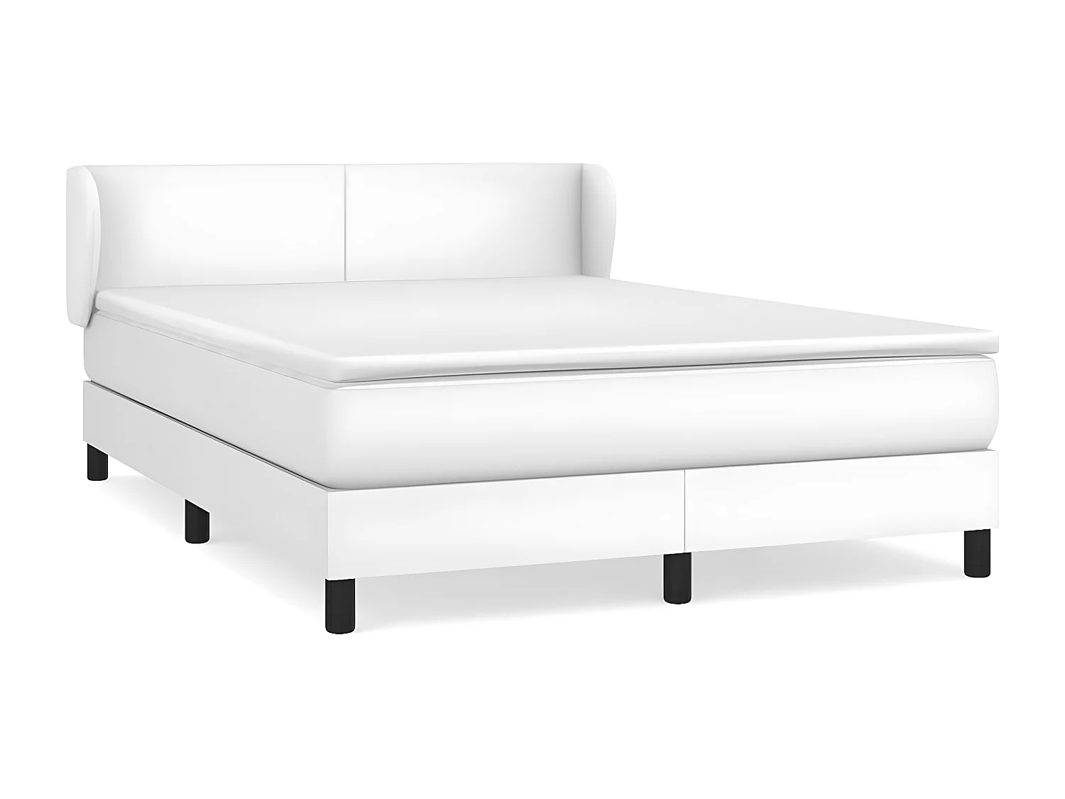 Sommier à lattes de lit avec matelas Blanc 140x190 Similicuir