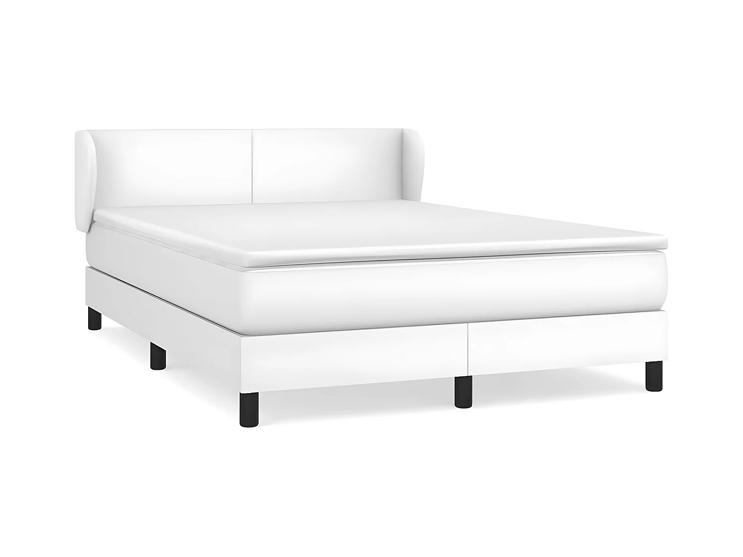 Sommier à lattes de lit avec matelas Blanc 140x190 Similicuir