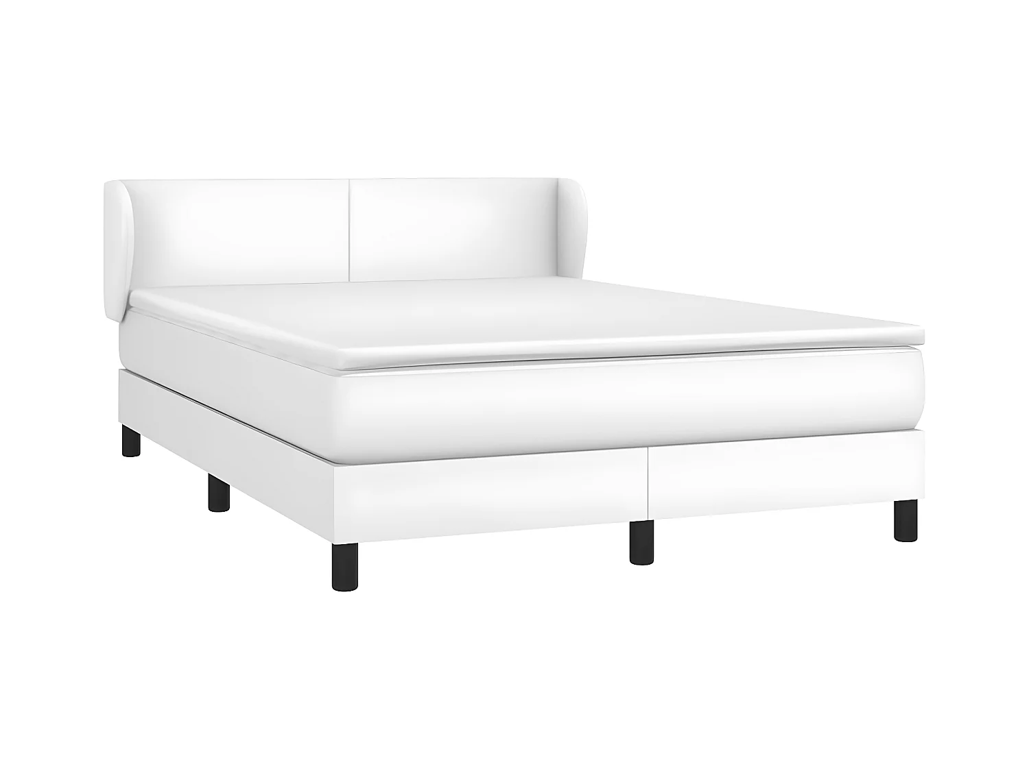 Sommier à lattes de lit avec matelas Blanc 140x190 Similicuir