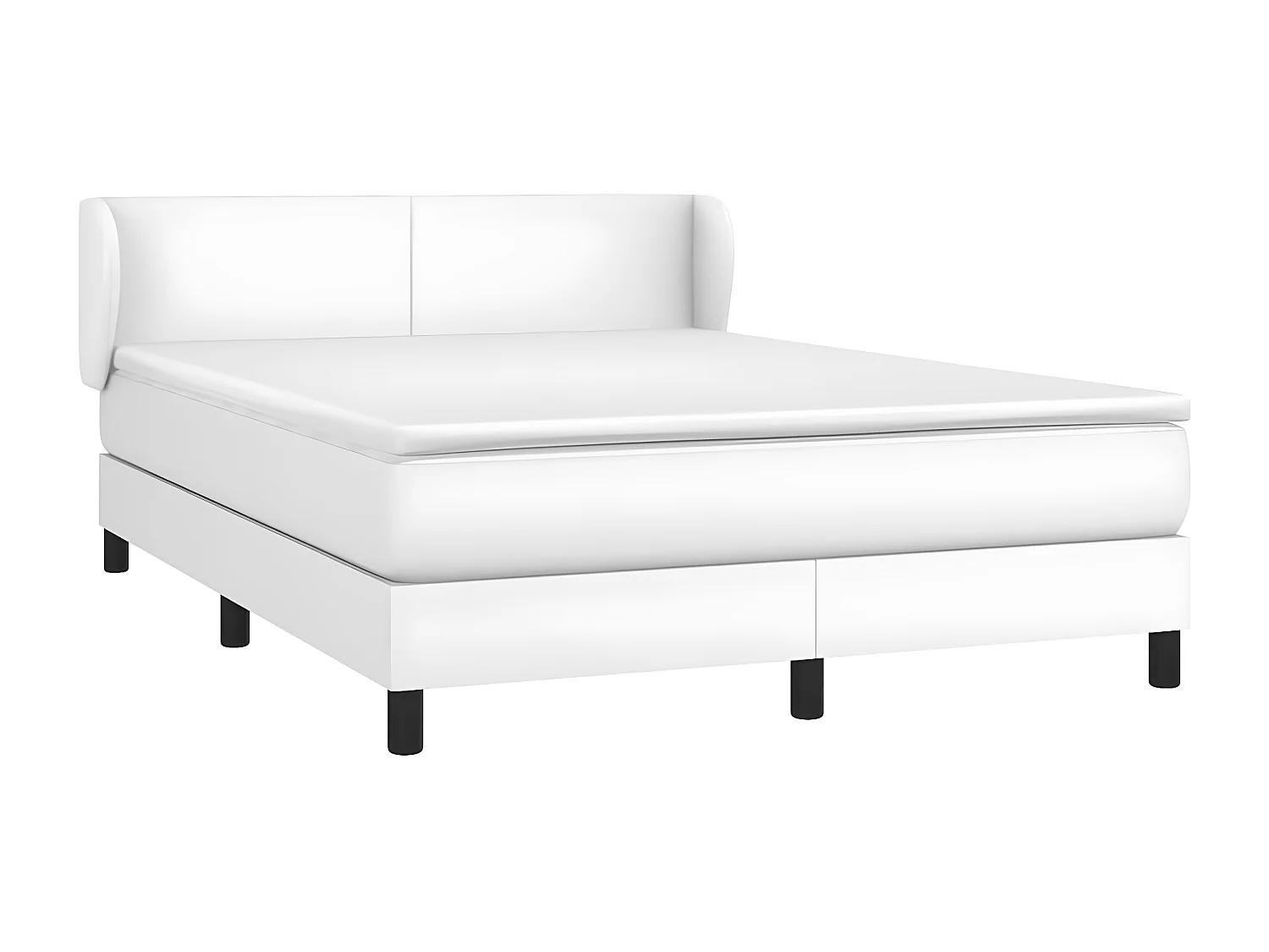 Sommier à lattes de lit avec matelas Blanc 140x190 Similicuir