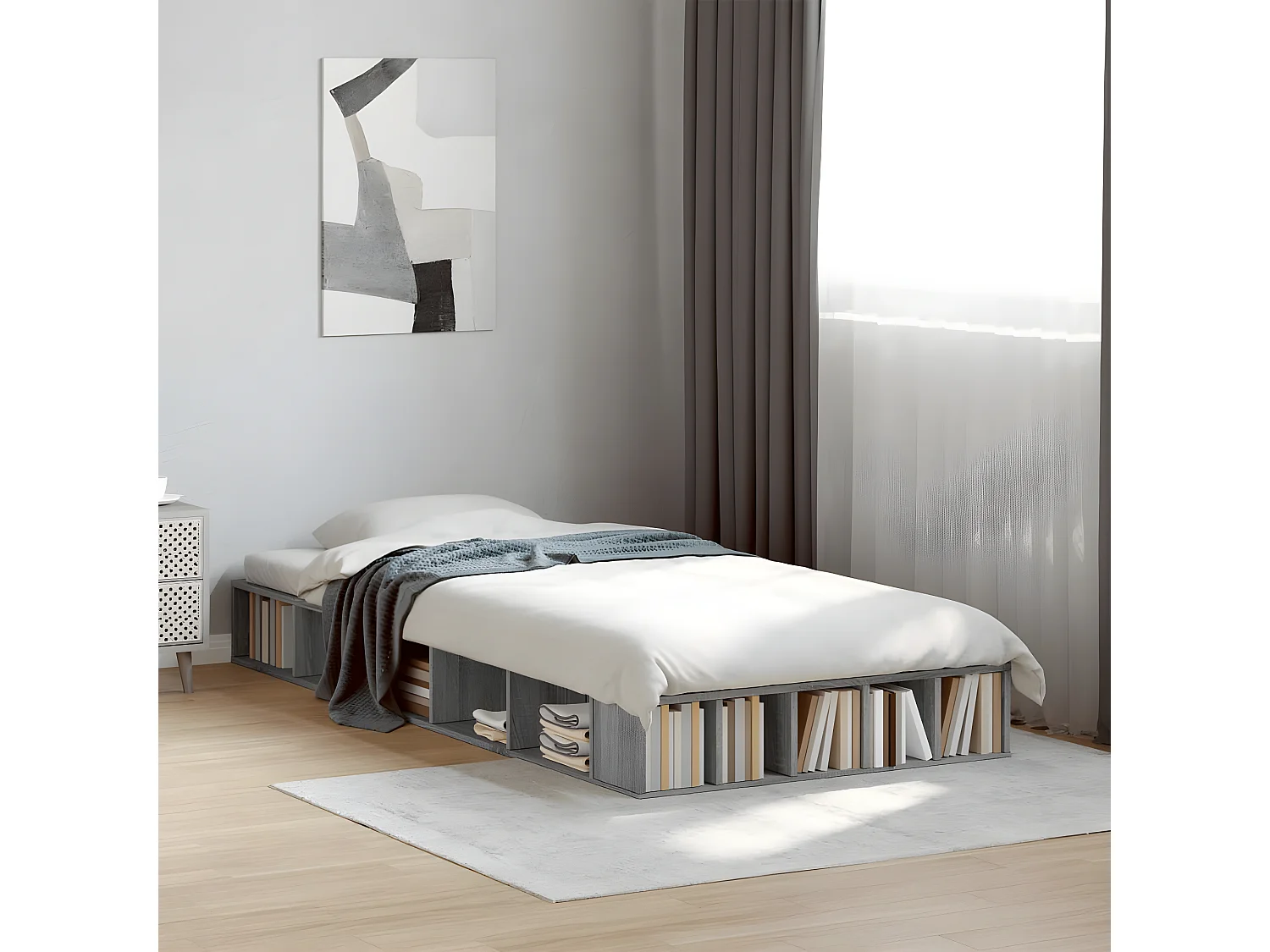 Cadre de lit sonoma gris 90x190 bois d'ingénierie