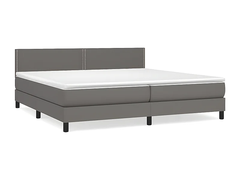 Sommier à lattes de lit avec matelas Gris 200x200 Similicuir