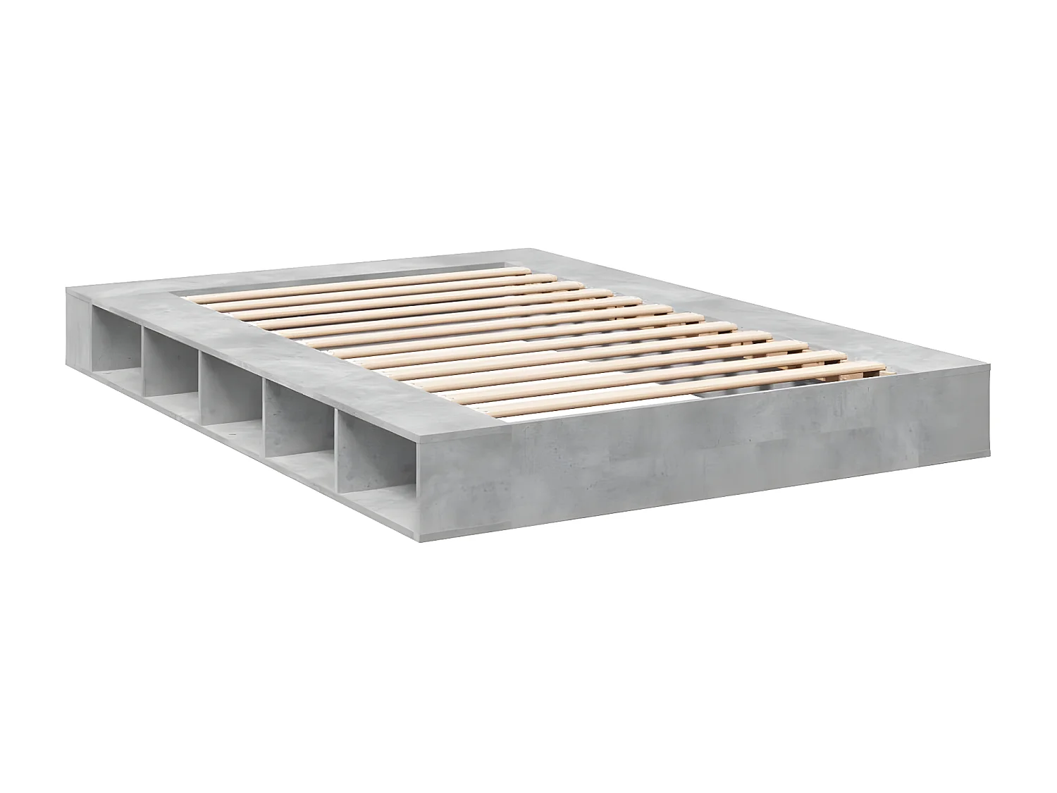 Cadre de lit gris béton 150x200 bois d'ingénierie