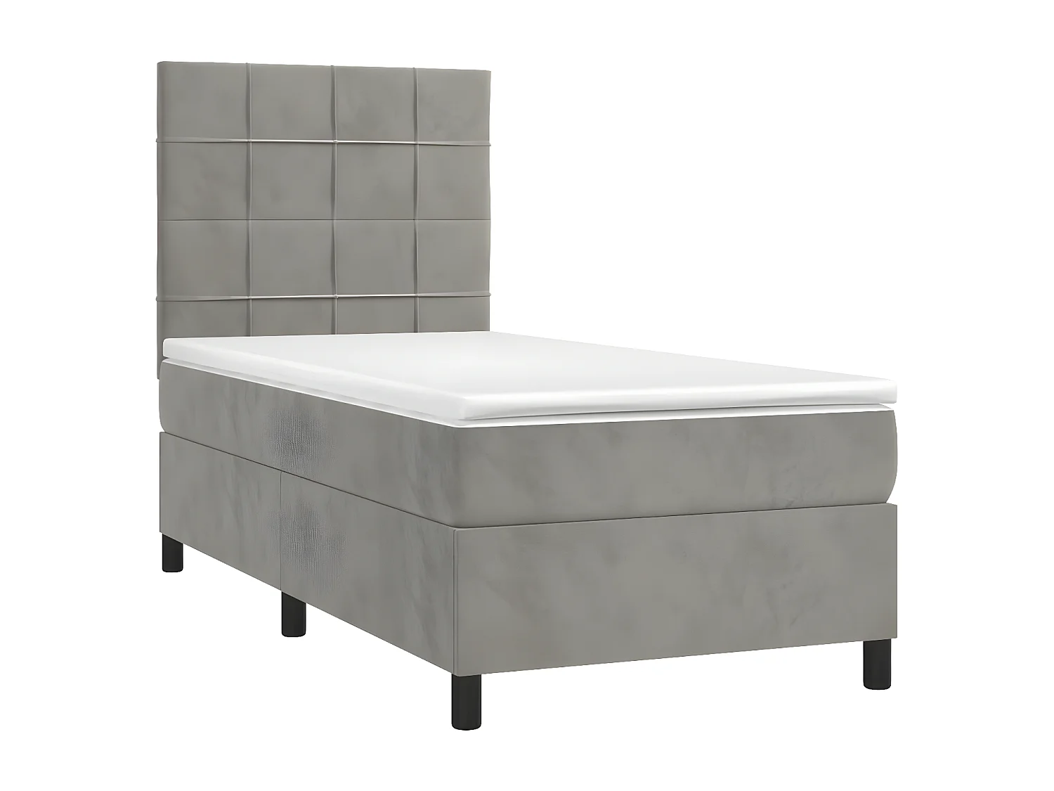 vidaXL Cama box spring colchón y LED terciopelo gris claro 100x200 cm