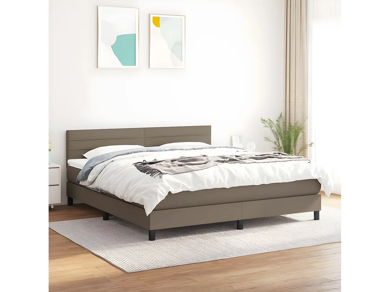 Sommier à lattes de lit avec matelas Taupe 180x200 Tissu