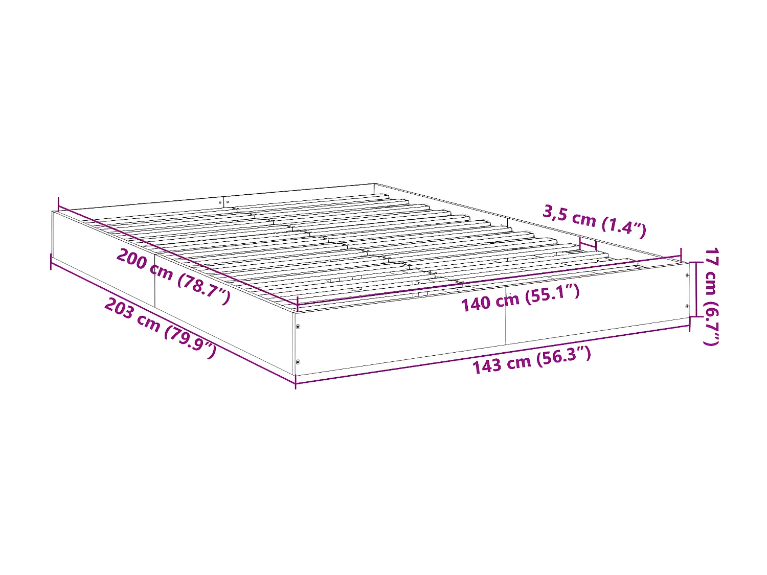 Cadre de lit chêne sonoma 140x200 bois d'ingénierie