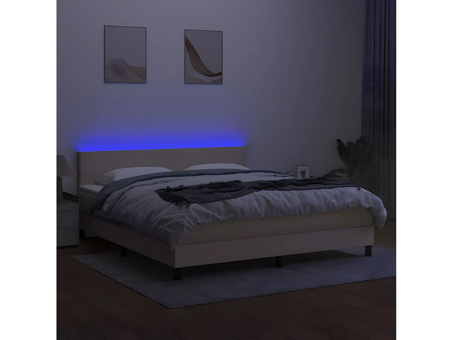 Sommier à lattes de lit avec matelas LED Crème 180x200 Tissu