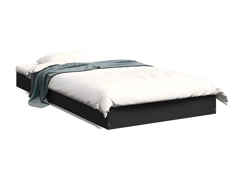 Cadre de lit noir 100x200 bois d'ingénierie