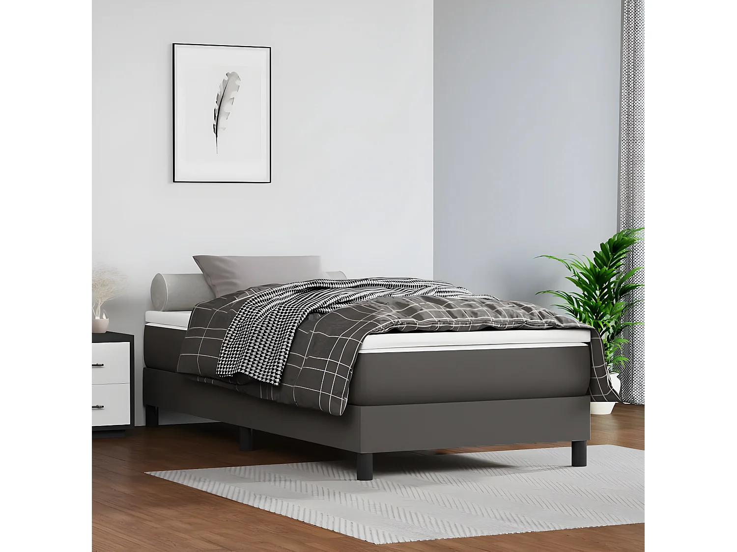 Cadre de lit Gris 90x190 Similicuir