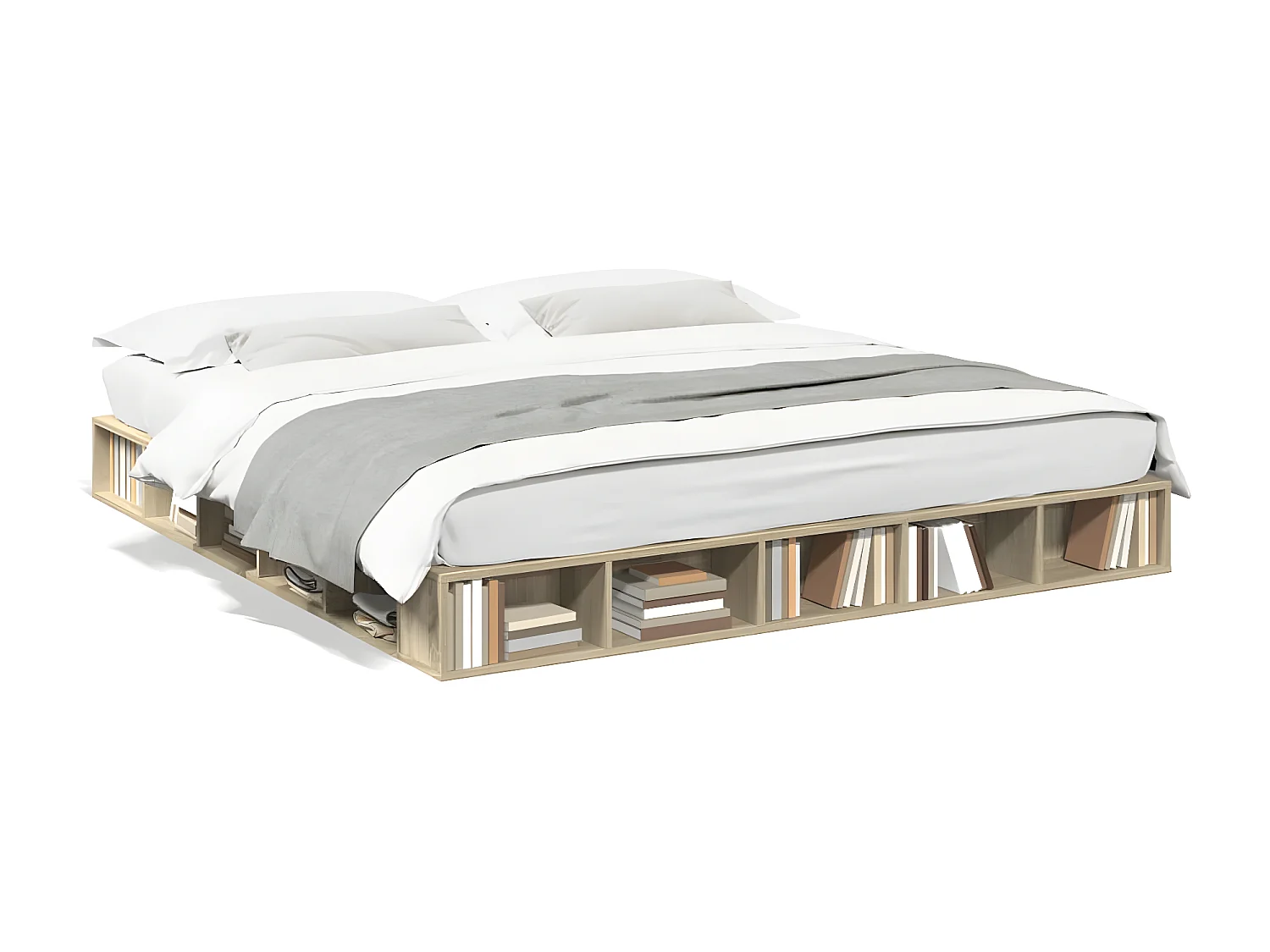 Cadre de lit chêne sonoma 200x200 bois d'ingénierie