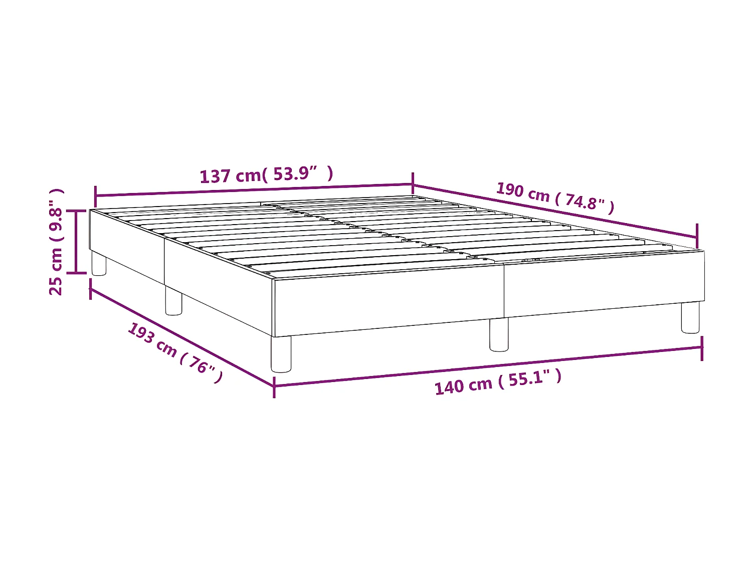 Cadre de lit Cappuccino 140x190 Similicuir