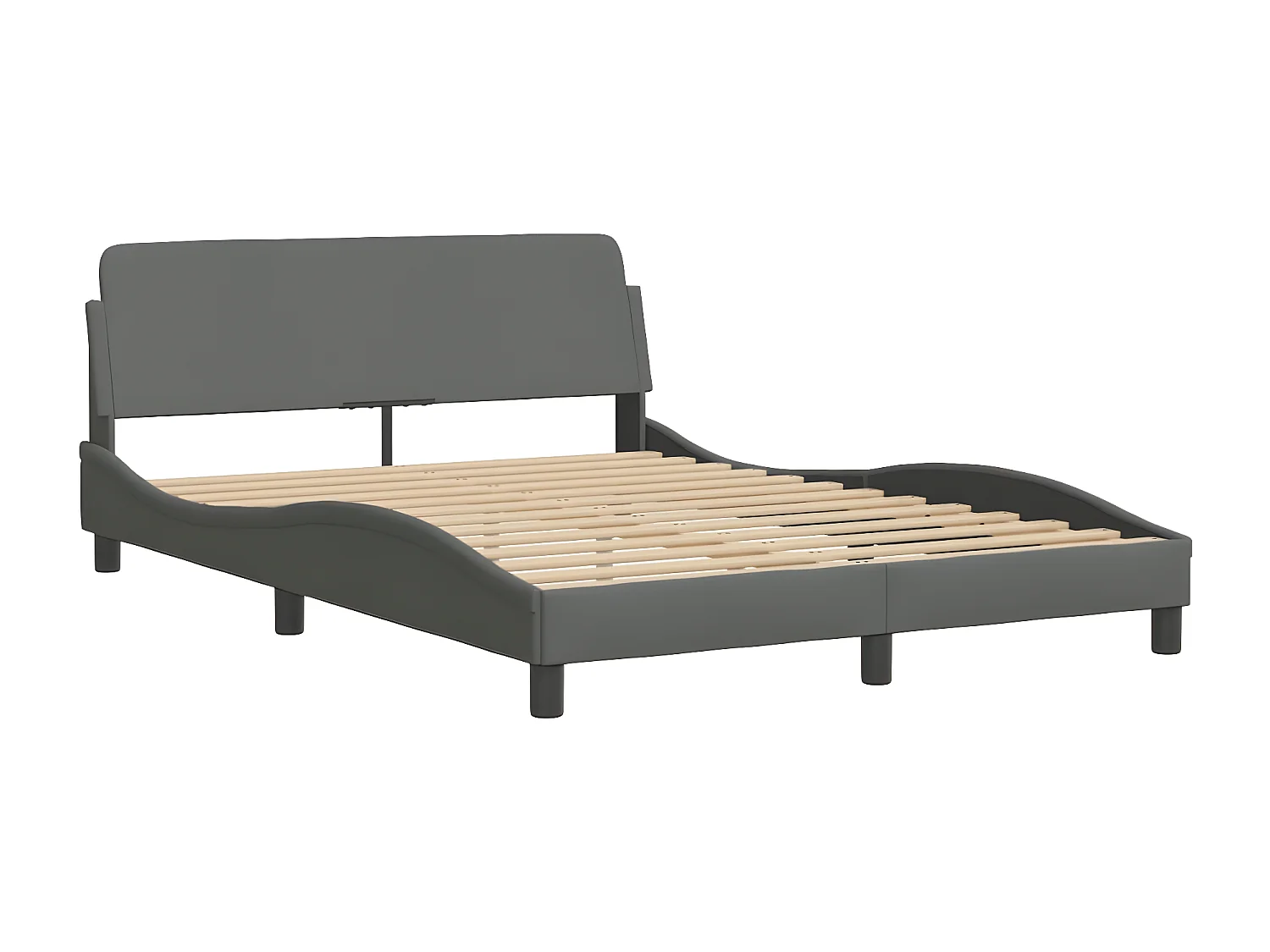 Lit avec matelas gris foncé 140x200 tissu