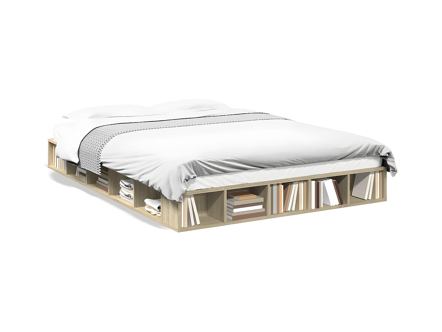 Cadre de lit chêne sonoma 160x200 bois d'ingénierie