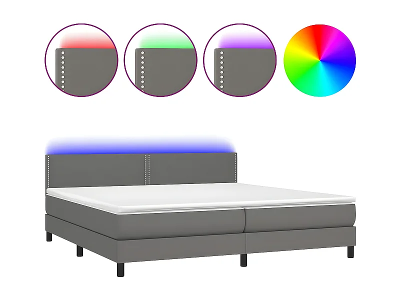 Sommier à lattes de lit avec matelas et LED Gris 200x200