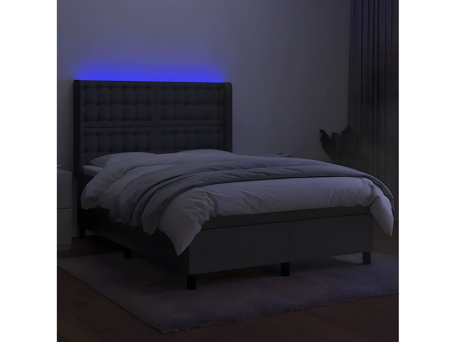 Sommier à lattes de lit matelas LED Gris foncé 140x200 Tissu
