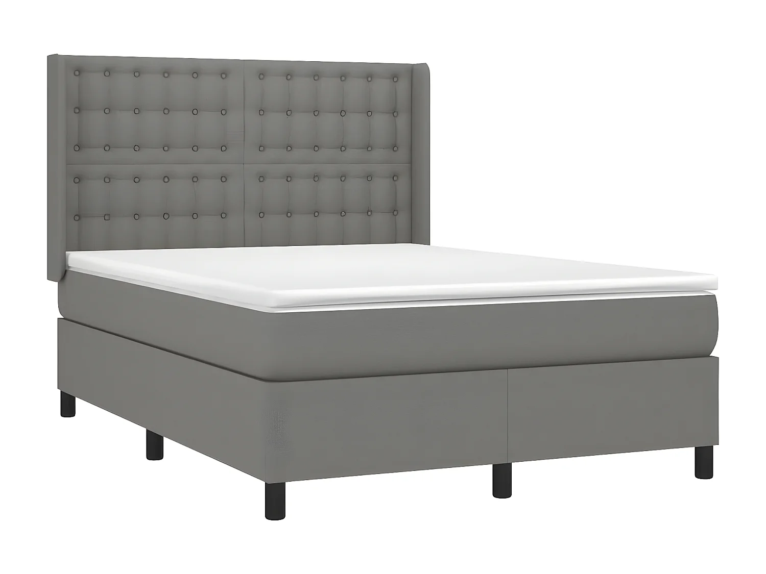 Sommier à lattes de lit matelas LED Gris foncé 140x200 Tissu