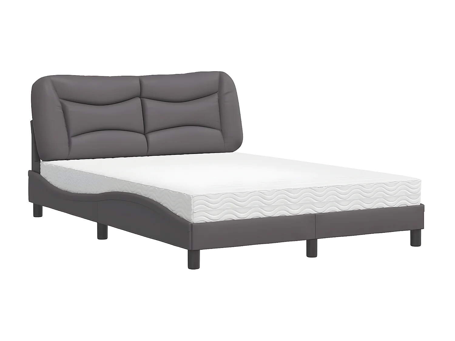 Lit avec matelas gris 120x200 similicuir