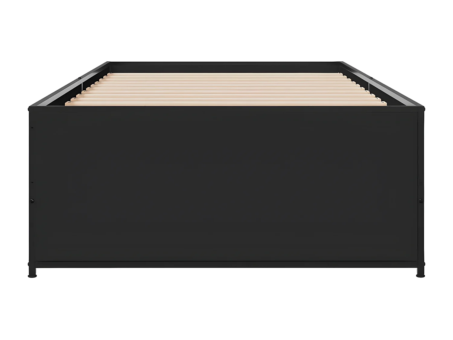 Cadre de lit noir 90x190 bois d'ingénierie et métal