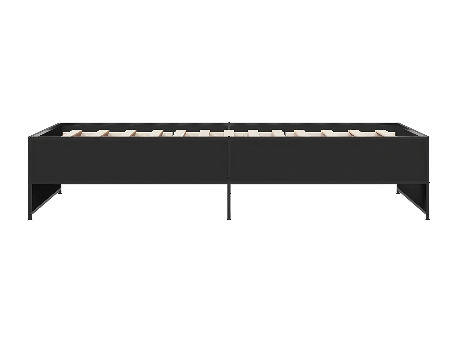 Cadre de lit noir 90x190 bois d'ingénierie et métal