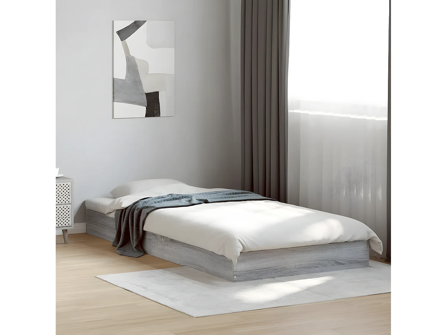 Cadre de lit sonoma gris 75x190 bois d'ingénierie