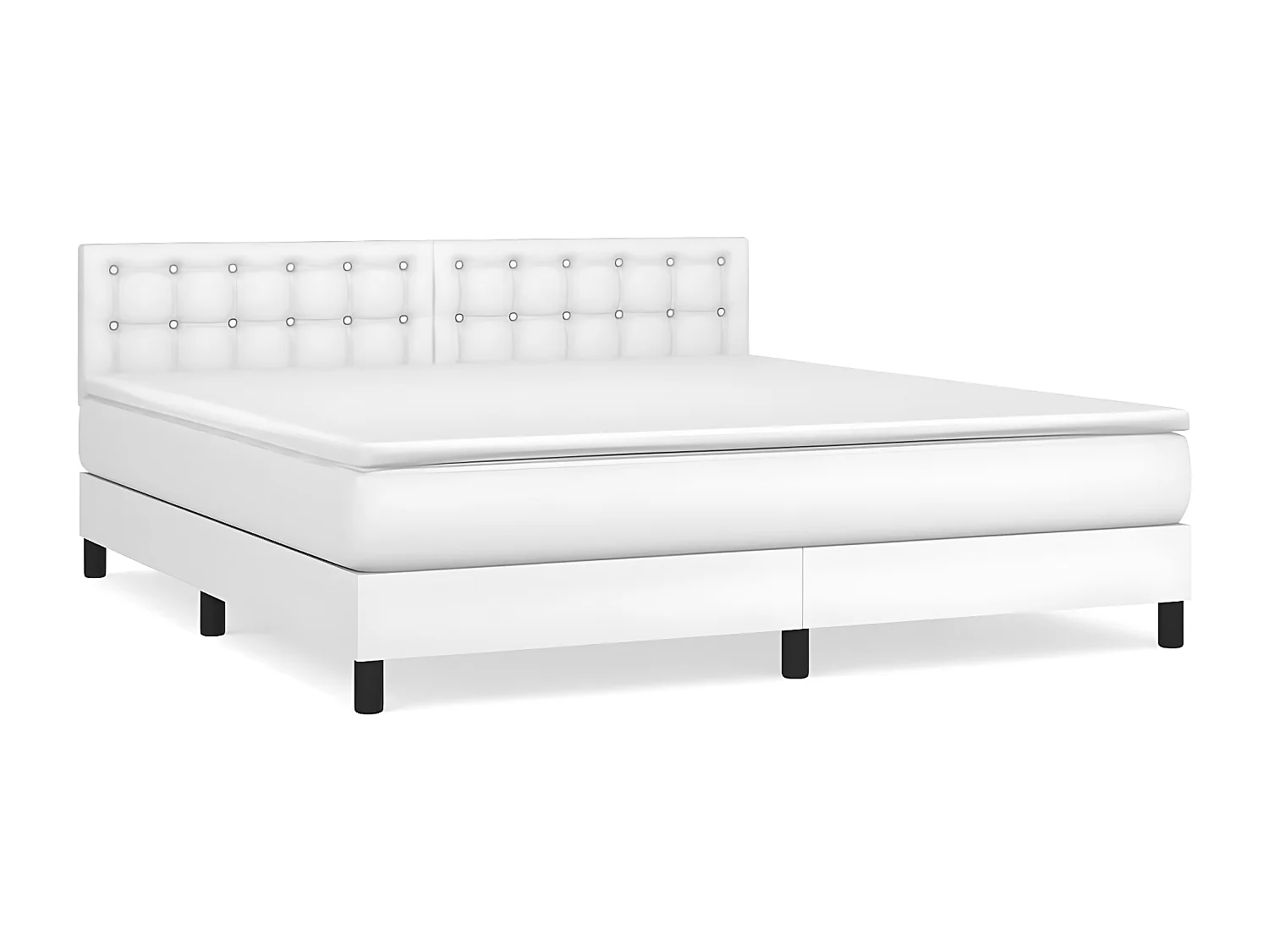 Sommier à lattes de lit avec matelas Blanc 180x200 Similicuir