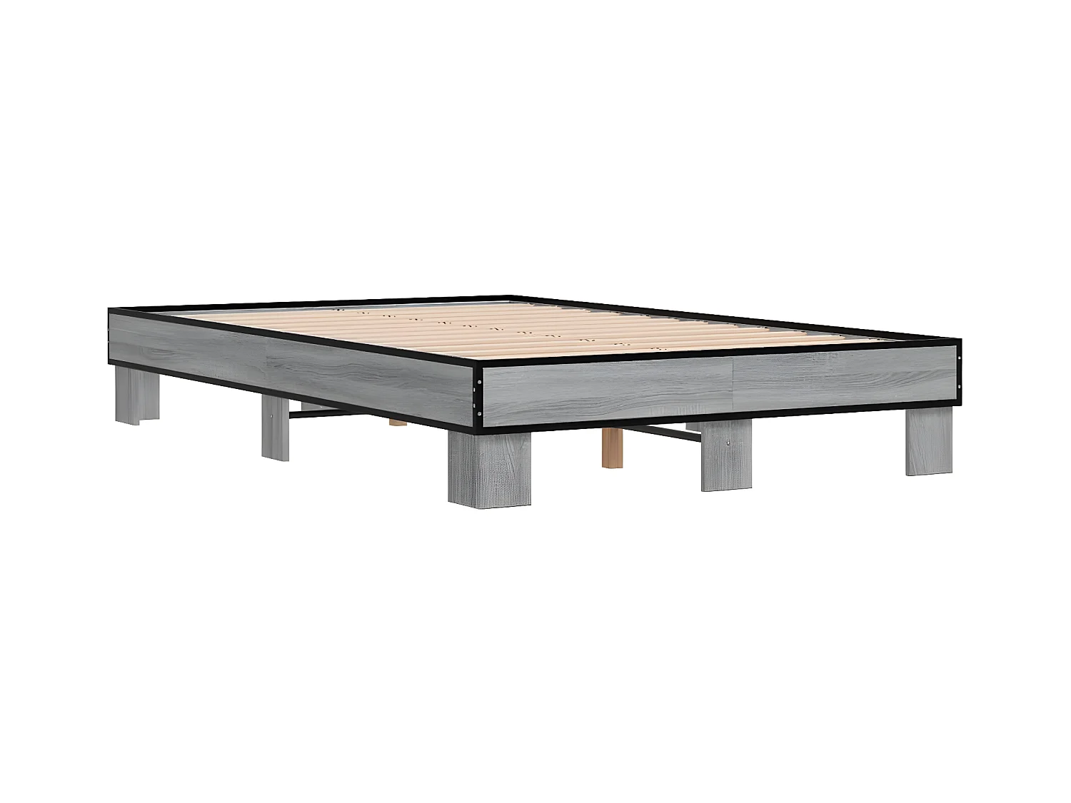 Cadre de lit sonoma gris 140x200 bois d'ingénierie et métal