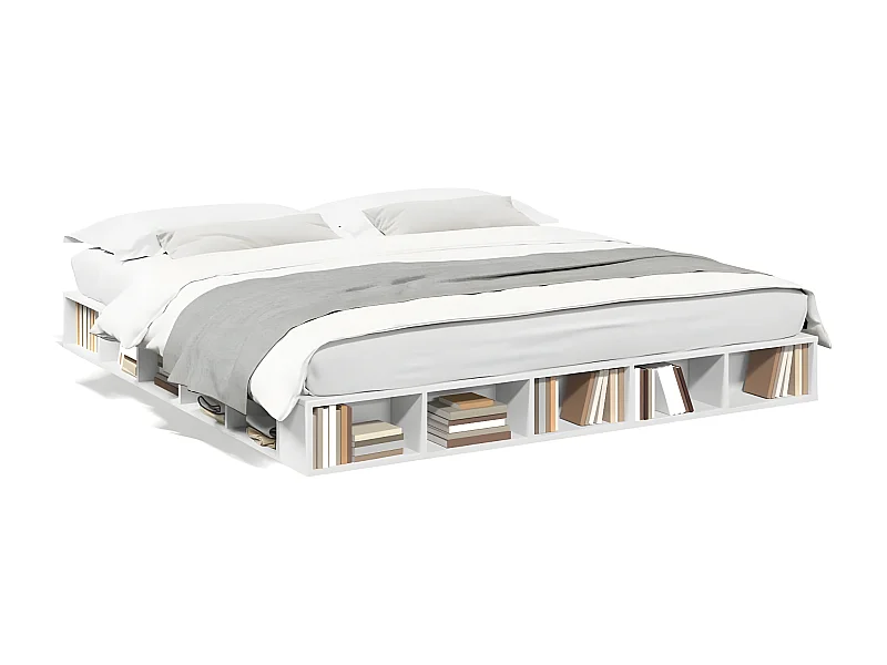 Cadre de lit blanc 200x200 bois d'ingénierie