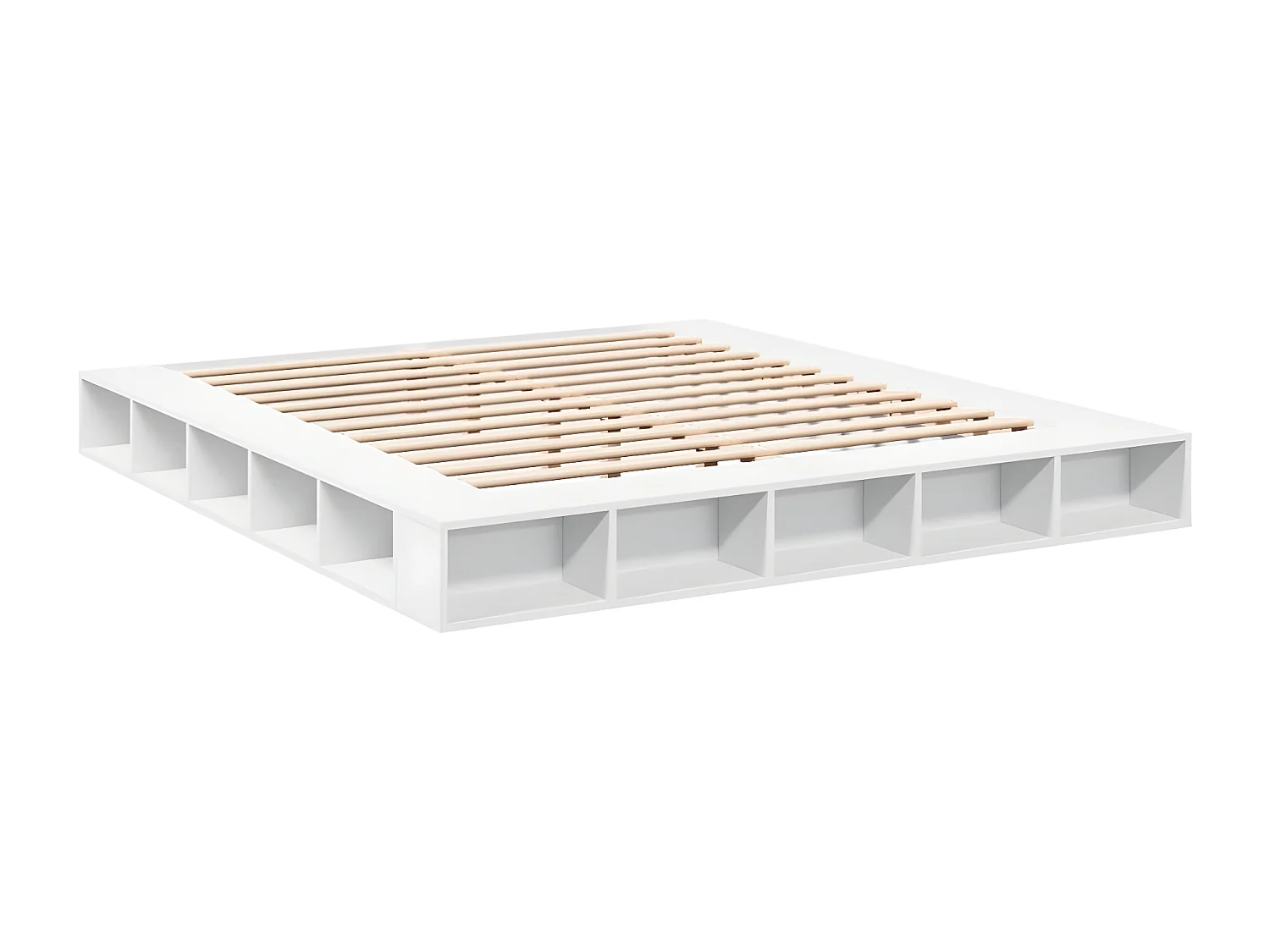 Cadre de lit blanc 200x200 bois d'ingénierie