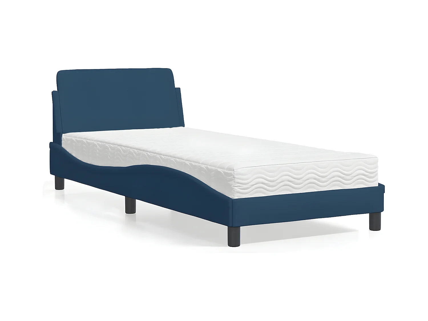 Lit avec matelas bleu 80x200 tissu