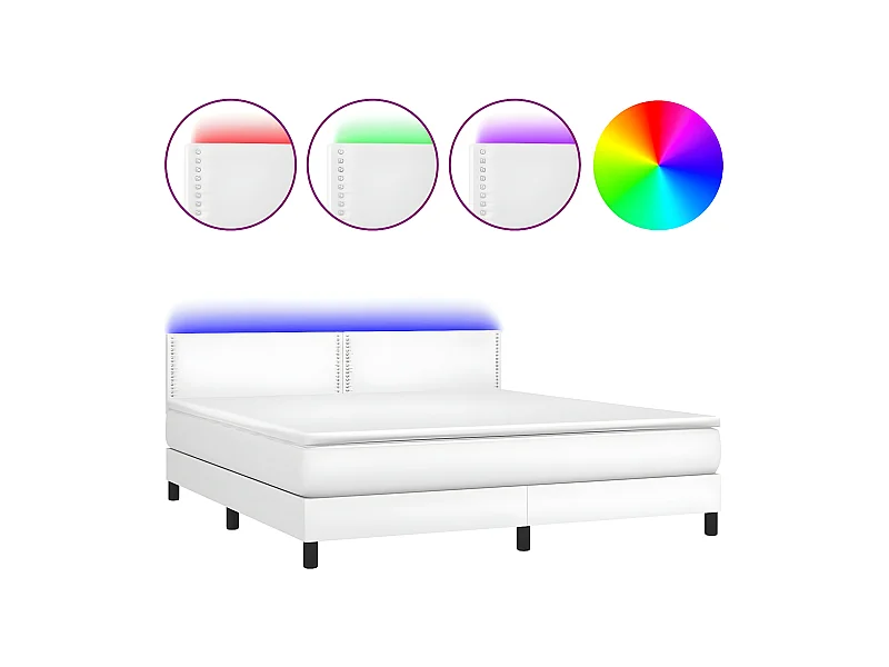 Sommier à lattes de lit avec matelas et LED Blanc 160x200