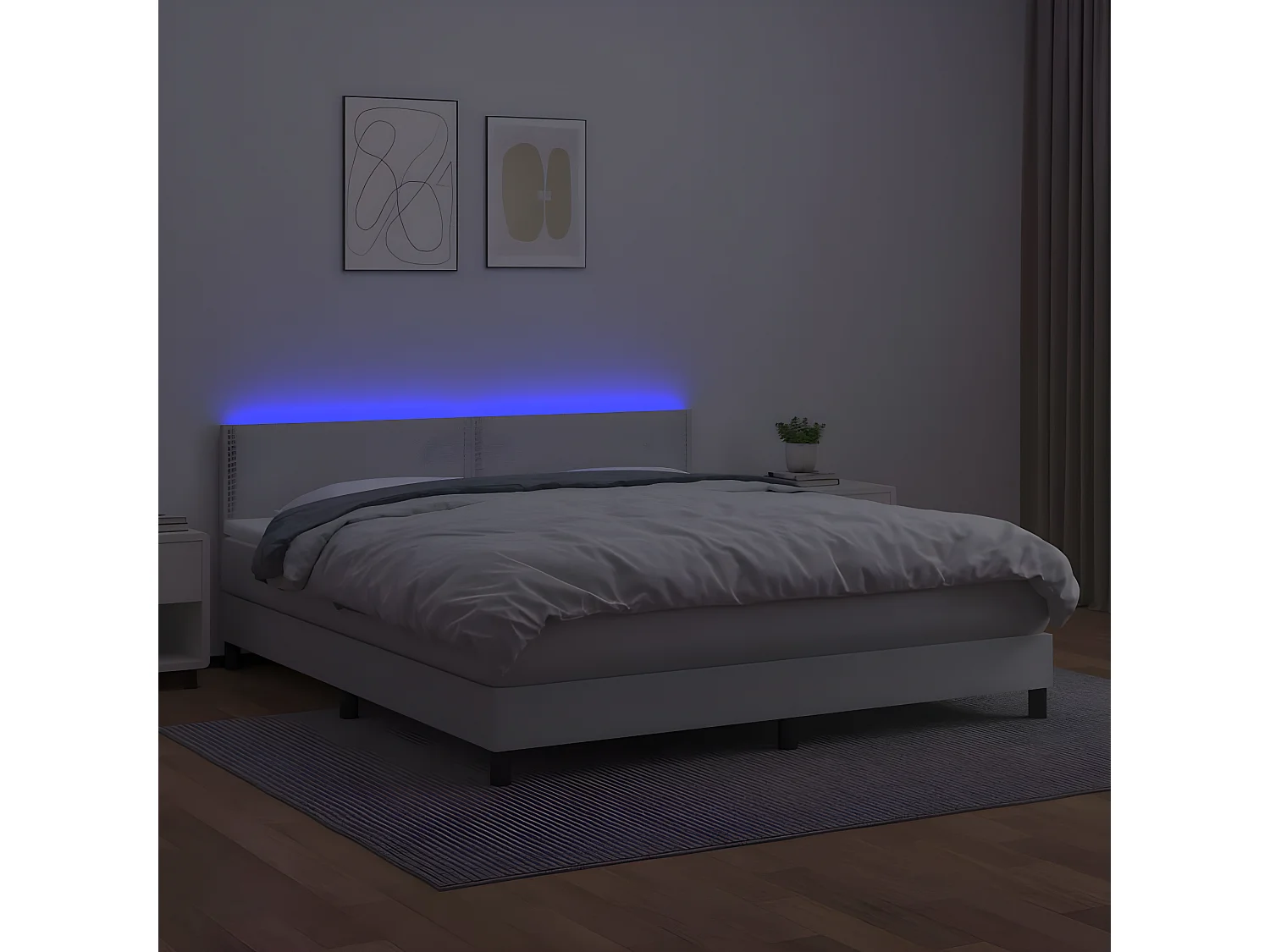 Sommier à lattes de lit avec matelas et LED Blanc 160x200