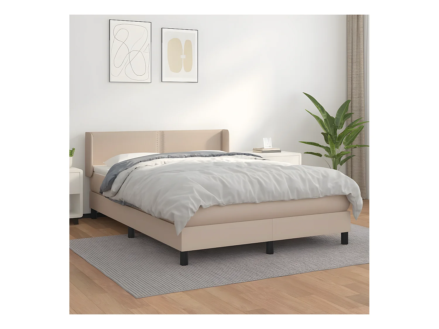 Sommier à lattes de lit avec matelas Cappuccino 140x190