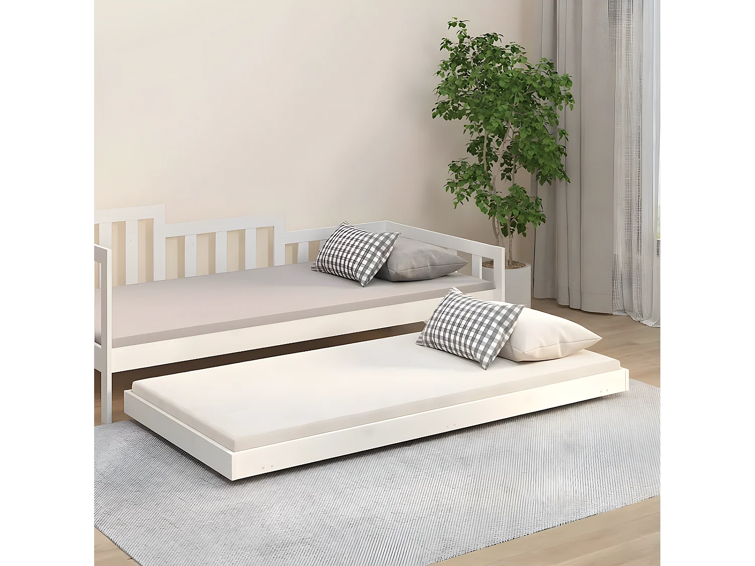 Cadre de lit Blanc 75x190 Bois de pin massif