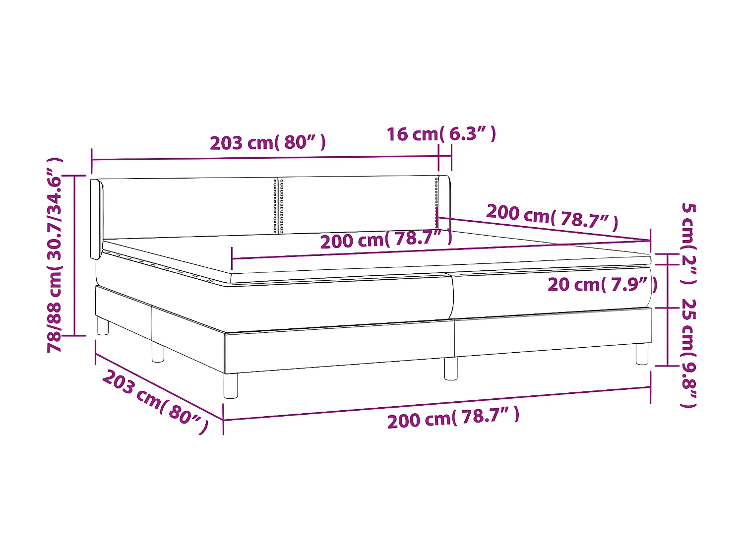 Sommier à lattes de lit avec matelas Cappuccino 200x200