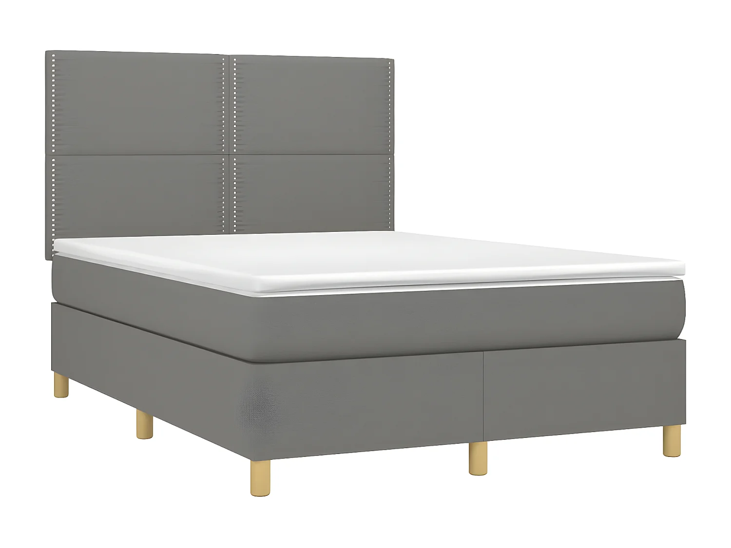 Sommier à lattes de lit et matelas et LED Gris foncé 140x190